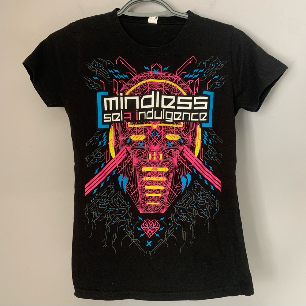 Mindless Self Indulgence MSI Band Tee Tultex Girly Medium Neon Graphic Emo Scene